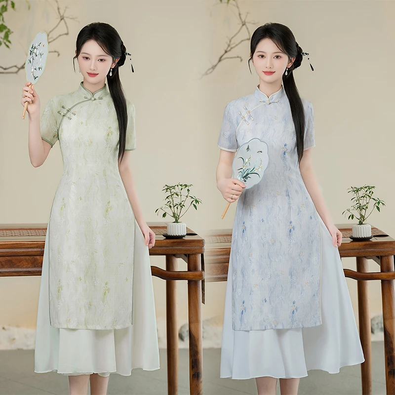 兰汐/S-4XL  夏季2025新款旗袍改良气质优雅显瘦少女新中式日常