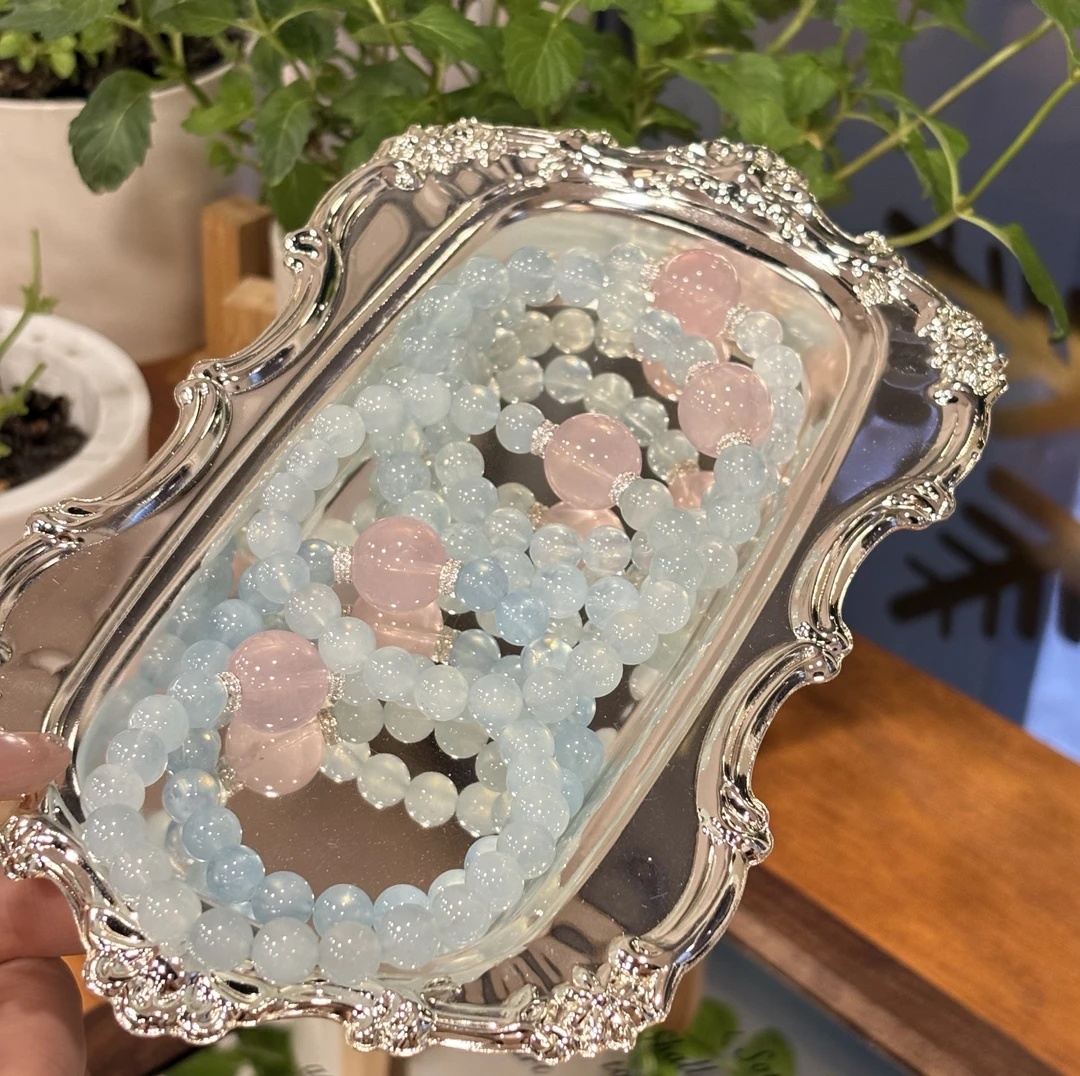 【海盐芭乐】海蓝宝粉水晶设计手串 珠宝多样性 任发一