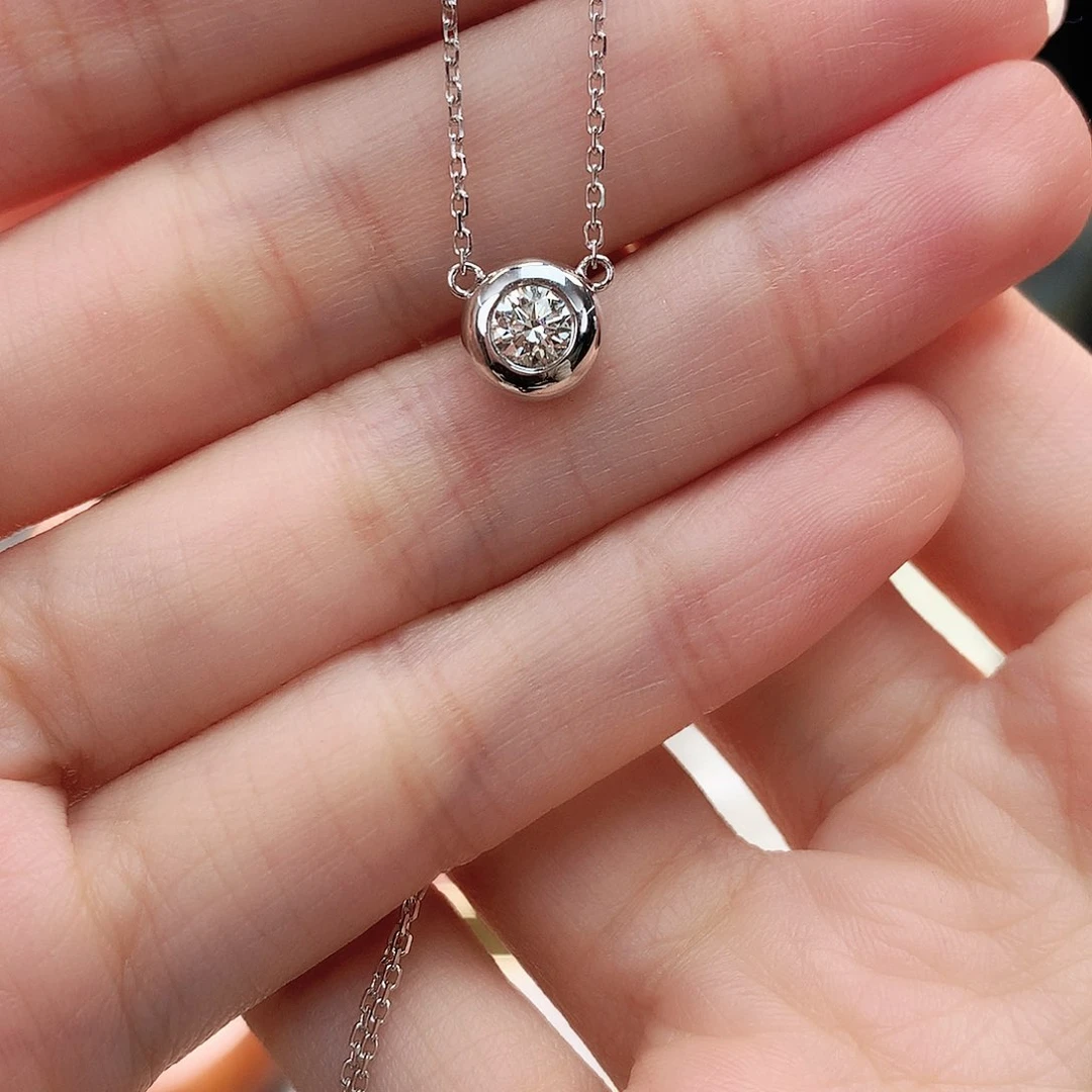 钻石颈饰18K金镶嵌18k金天然钻石项链