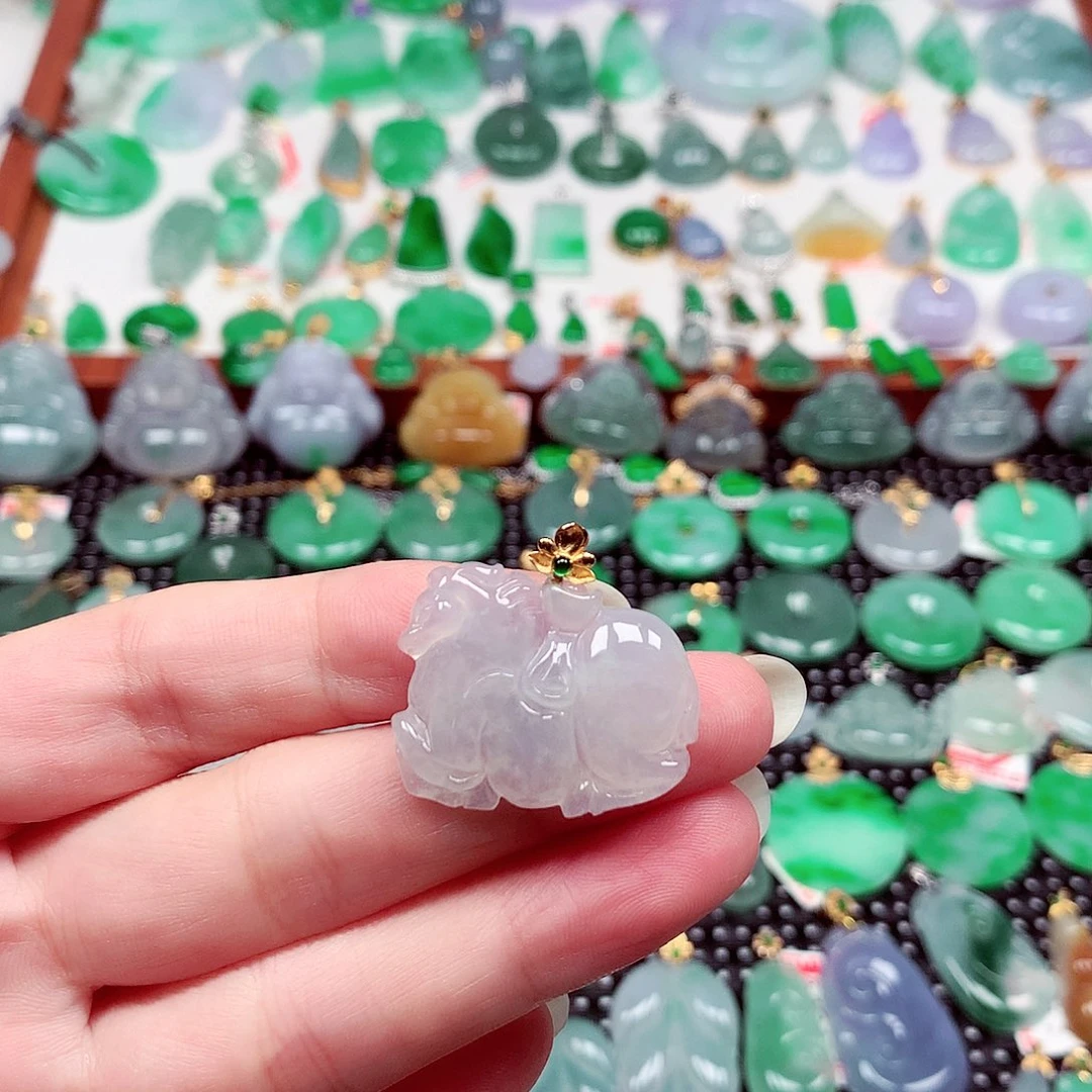 吊坠(不含链)18K金镶嵌翡翠