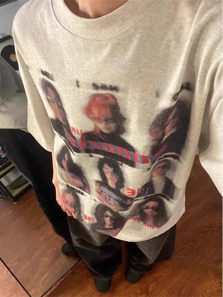 国潮260G纯棉区趣味卡通印花纯棉短袖t恤男高街ins潮牌宽松休闲夏