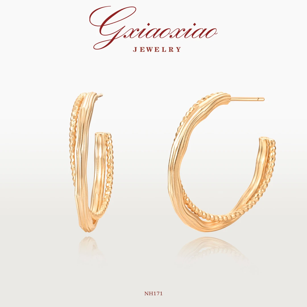 G XIAOXIAO 镀K金 气质时尚不规则通勤百搭耳环 NH171