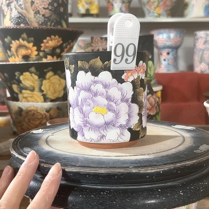 景德镇手绘花盆 满38包邮