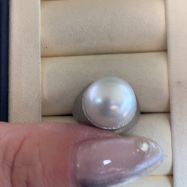 银S925镶嵌戒指海水珍珠