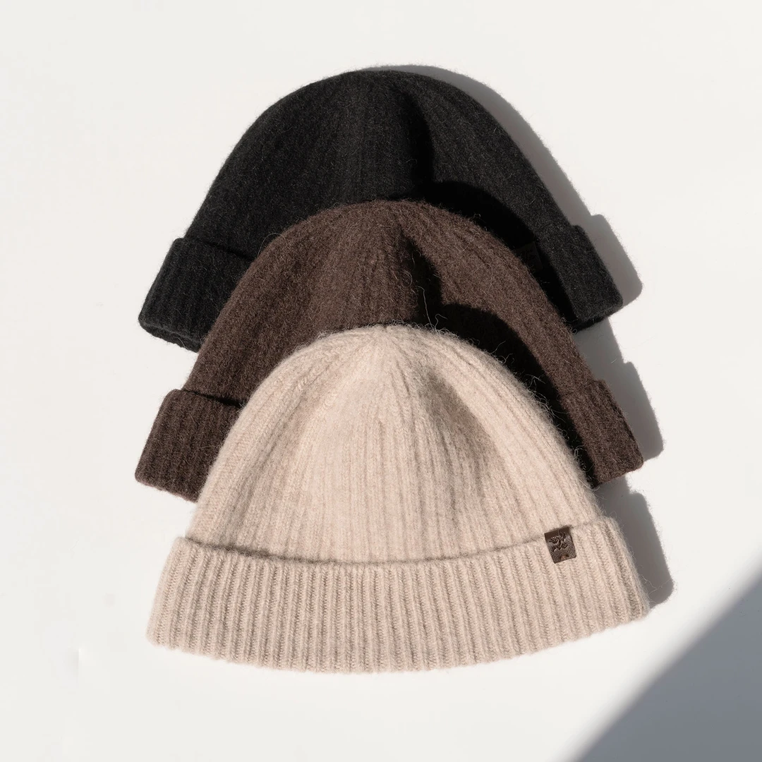 疯帽子 韩版羊毛毛线帽子毛茸茸羊驼毛针织帽护耳包头帽 25年秋冬