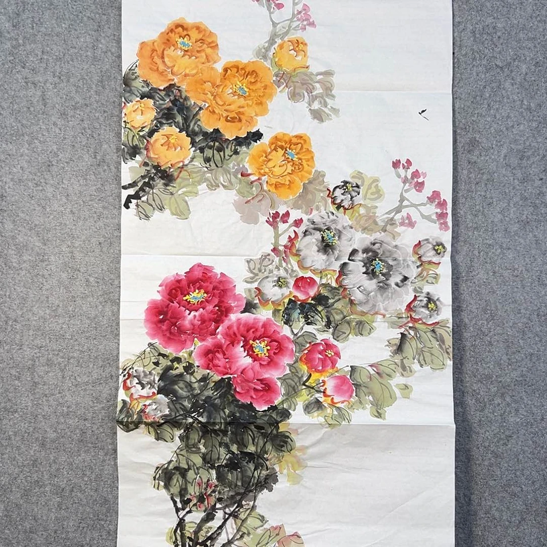 国画620 花鸟在树丛的顶端鸣叫叫声响