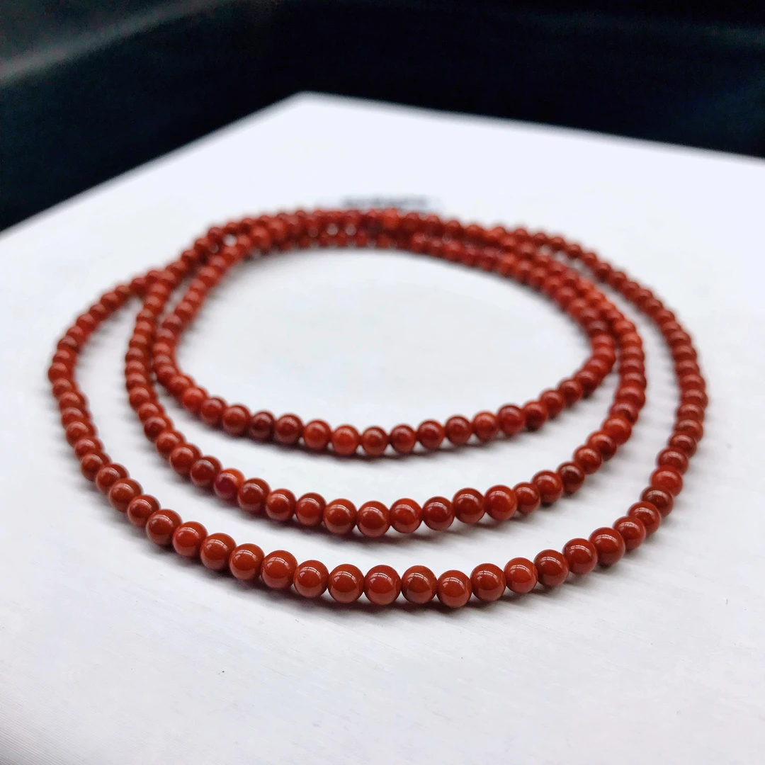 【鼎利源】南红川料老矿精美素圈多圈3mm