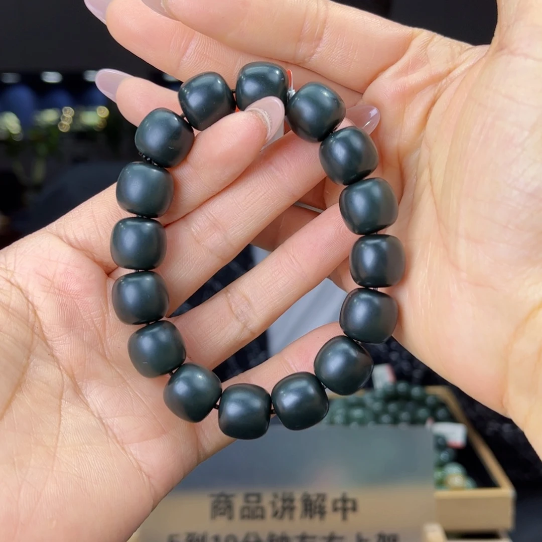 和田玉未镶嵌手链天然和田玉新疆沙枣青特细料14