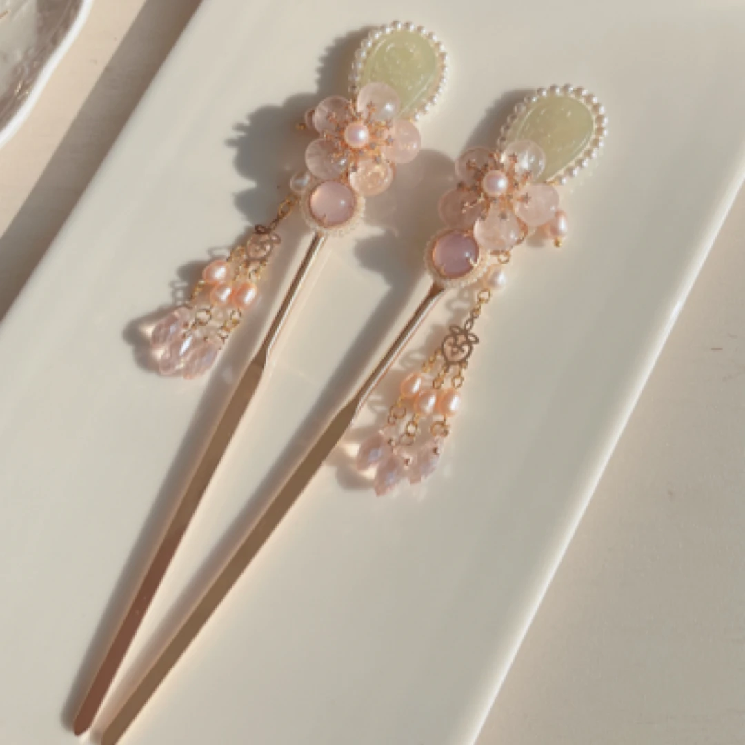 【此间春色】人间悦色原创设计古风汉服旗袍盘发流苏头饰