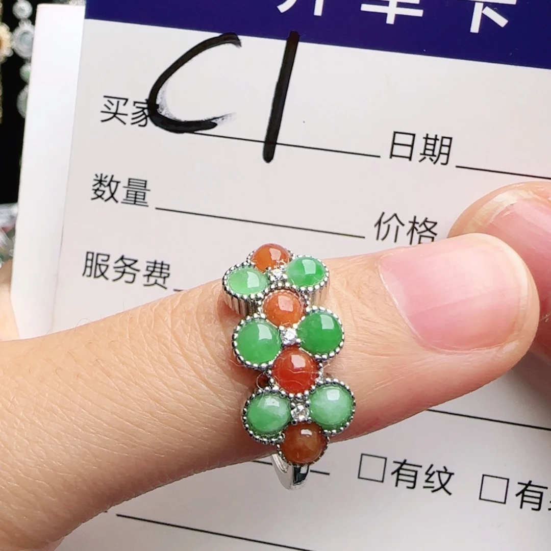 银S925镶嵌戒指翡翠
