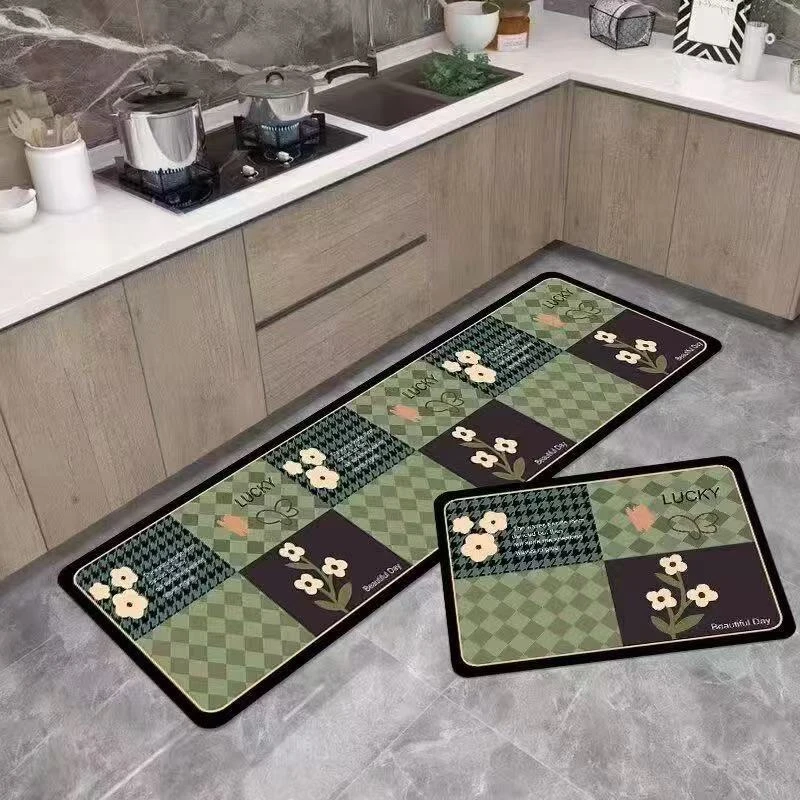 格子花系列厨房地垫家用防滑耐磨吸水家用脚垫