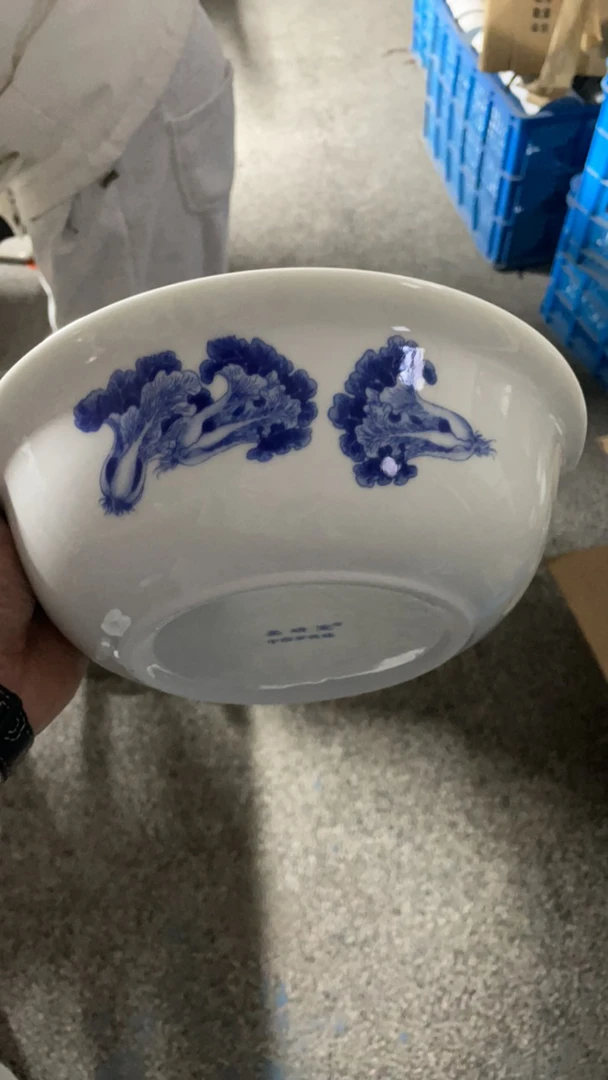 景德镇高温陶瓷餐具9寸汤碗白菜