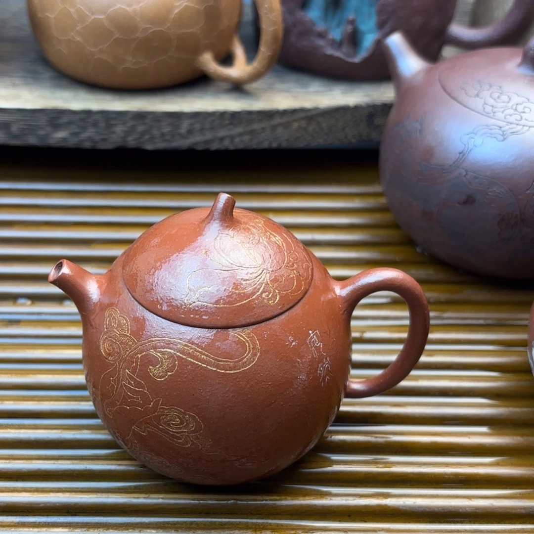 茶壶紫砂朱泥小茄瓜120c c