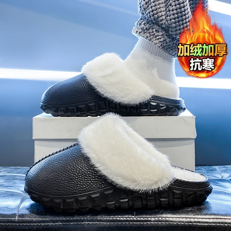 防水棉拖鞋男女同款冬季新款室内家居包头拖毛绒保暖厚底情侣棉拖