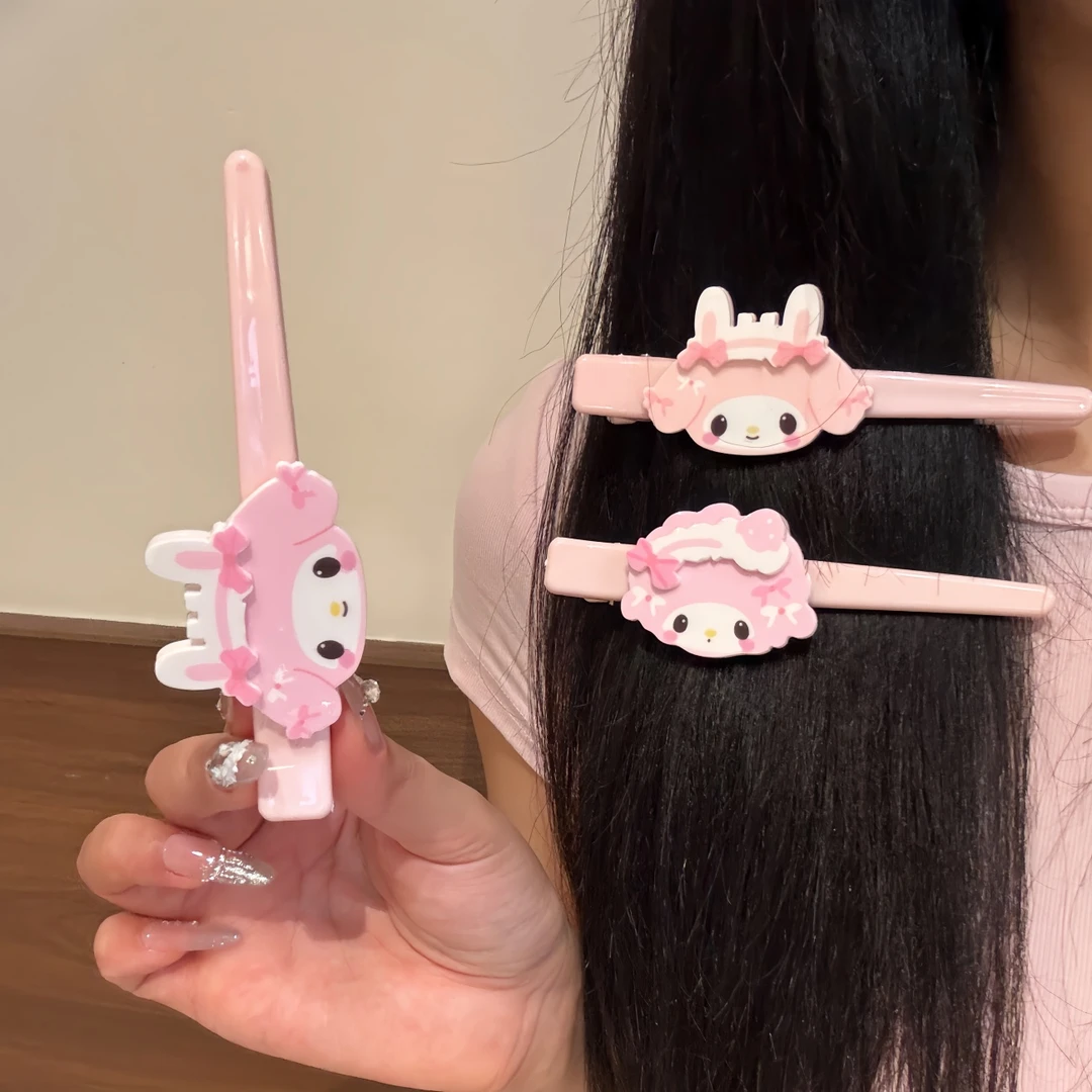 可爱粉色系卡通小羊美乐蒂鸭嘴夹少女侧边碎发刘海夹网红蓬松发卡