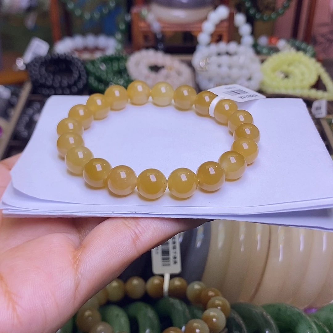 广***冬和田玉未镶嵌颈饰且末糖料老矿料约10mm手串