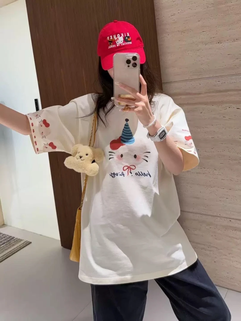 大码孕妇产前产后减龄卡通T恤宽松遮肉上衣0390