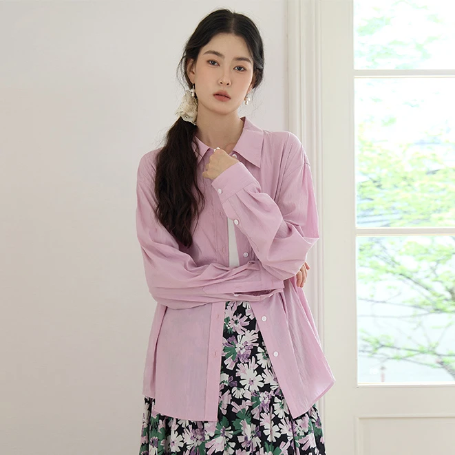 独束大码女装【双色可选】凉感百搭经典风衬衫舒适宽松T恤24DS82509