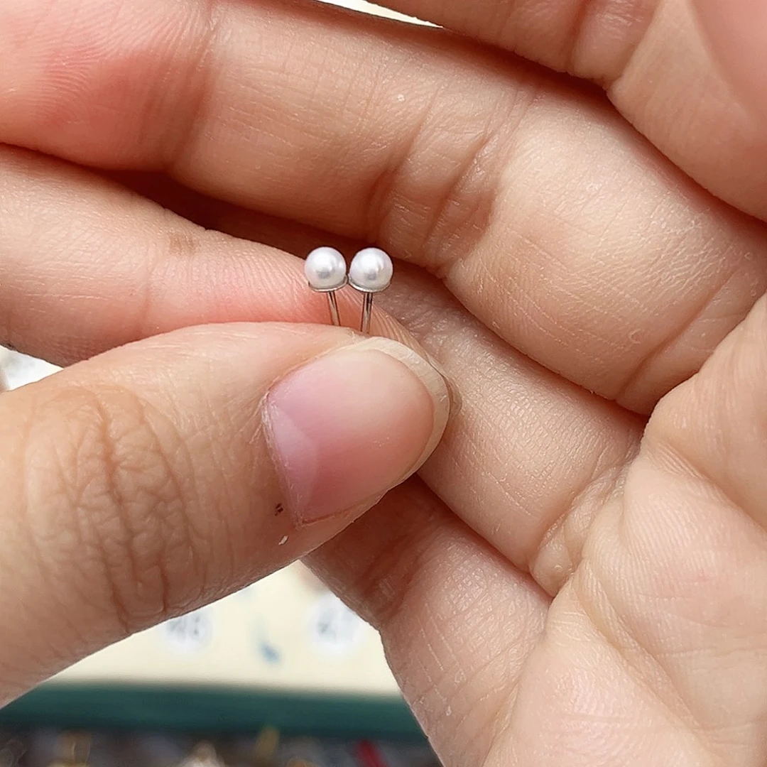 银S925镶嵌淡水珍珠耳饰大*