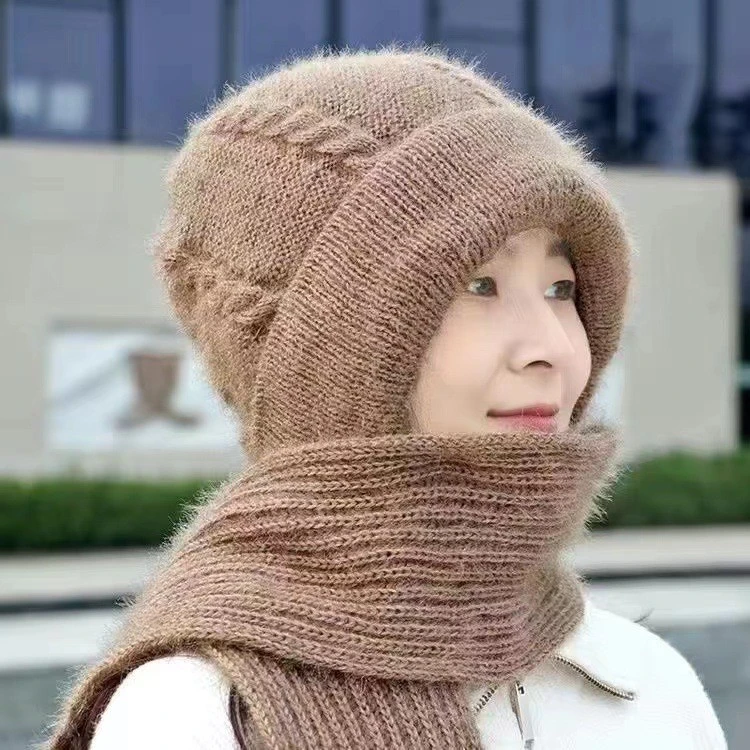 加绒加厚女士帽子冬季女保暖冬天帽子围巾一体松鼠绒风雪帽网红款