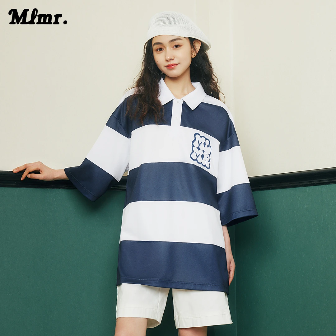 MLMR男女同款短袖T恤polo衫2025新款半袖宽松拼接爆款M23206002