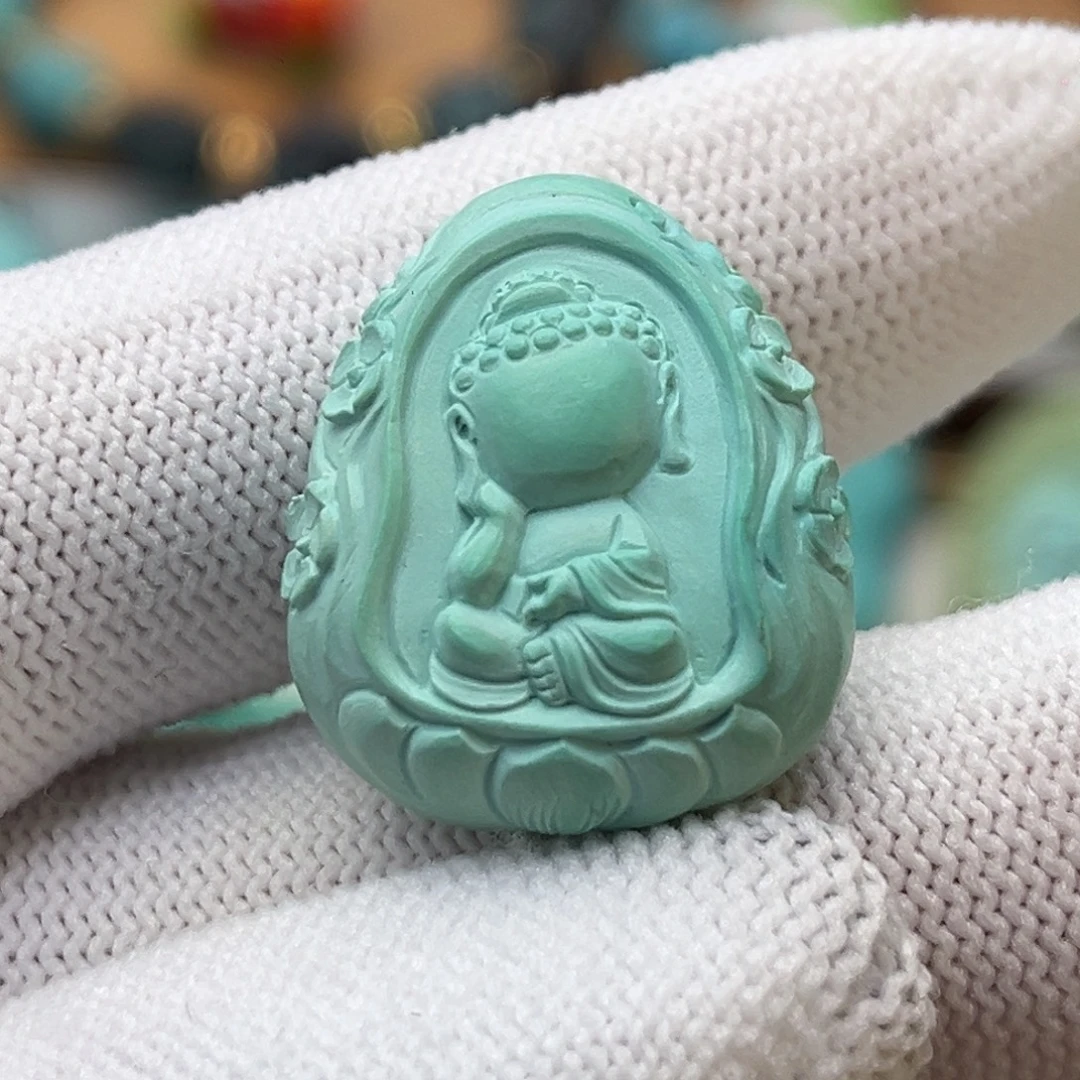 绿松石未镶嵌珠宝奇石无相宝宝佛
