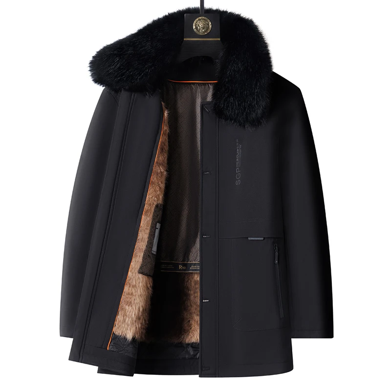 【毛领内胆可拆】爸爸装冬季保暖棉服男士中老年加绒加厚冬装外套