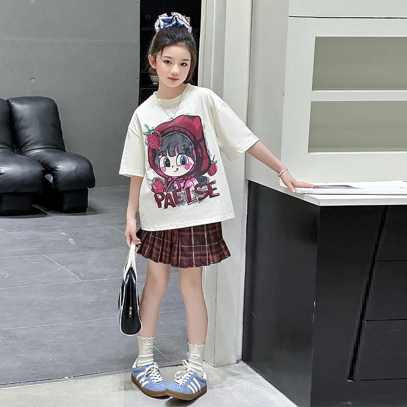 女童短袖T恤夏装2025新款洋气大童潮酷穿搭儿童夏季甜美韩系上衣t