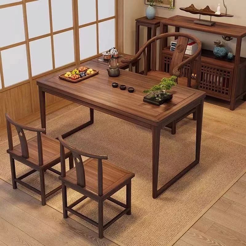 乌金木阳台干泡小茶桌2025新款小型三件套茶桌椅组合套实木泡茶桌