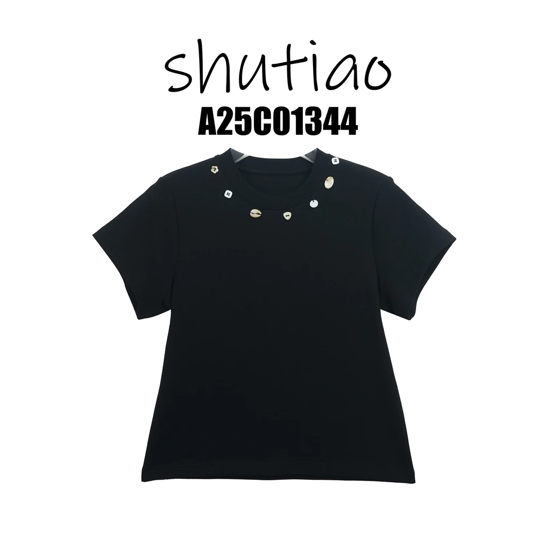 【SHUTIAO】2025夏季：新款小众设计款T恤A25C01344