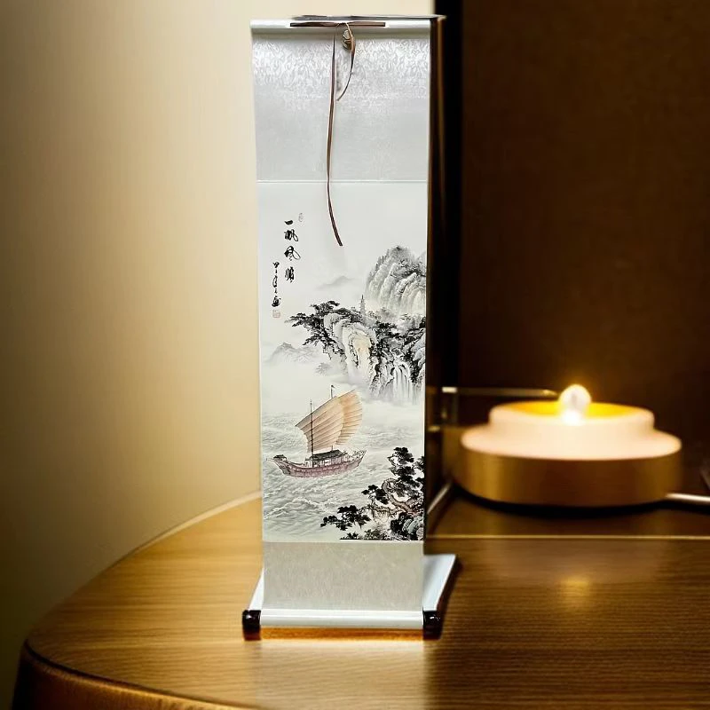 《一帆风顺》110/32竖幅玄关中式国画山水画装饰画