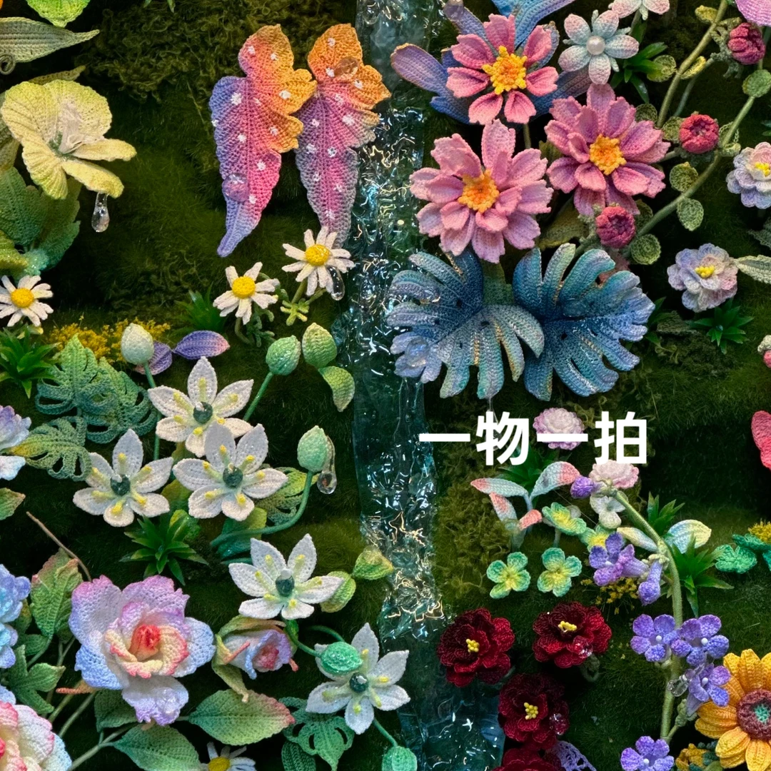 手工微钩绿野仙踪蝴蝶小夜灯盆栽魔方氛围桌面摆件
