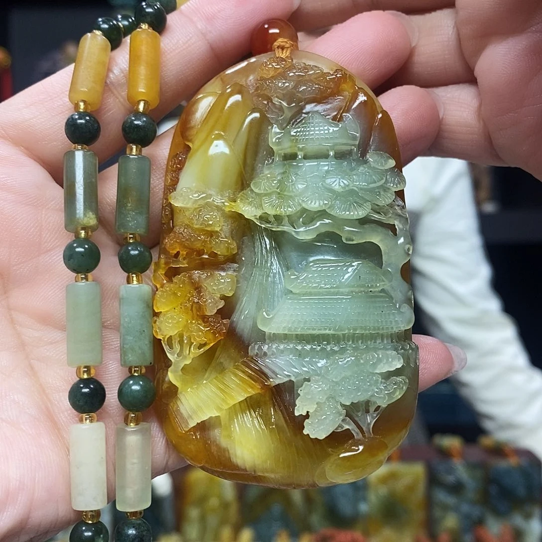 未镶嵌岫玉挂件吊坠项链