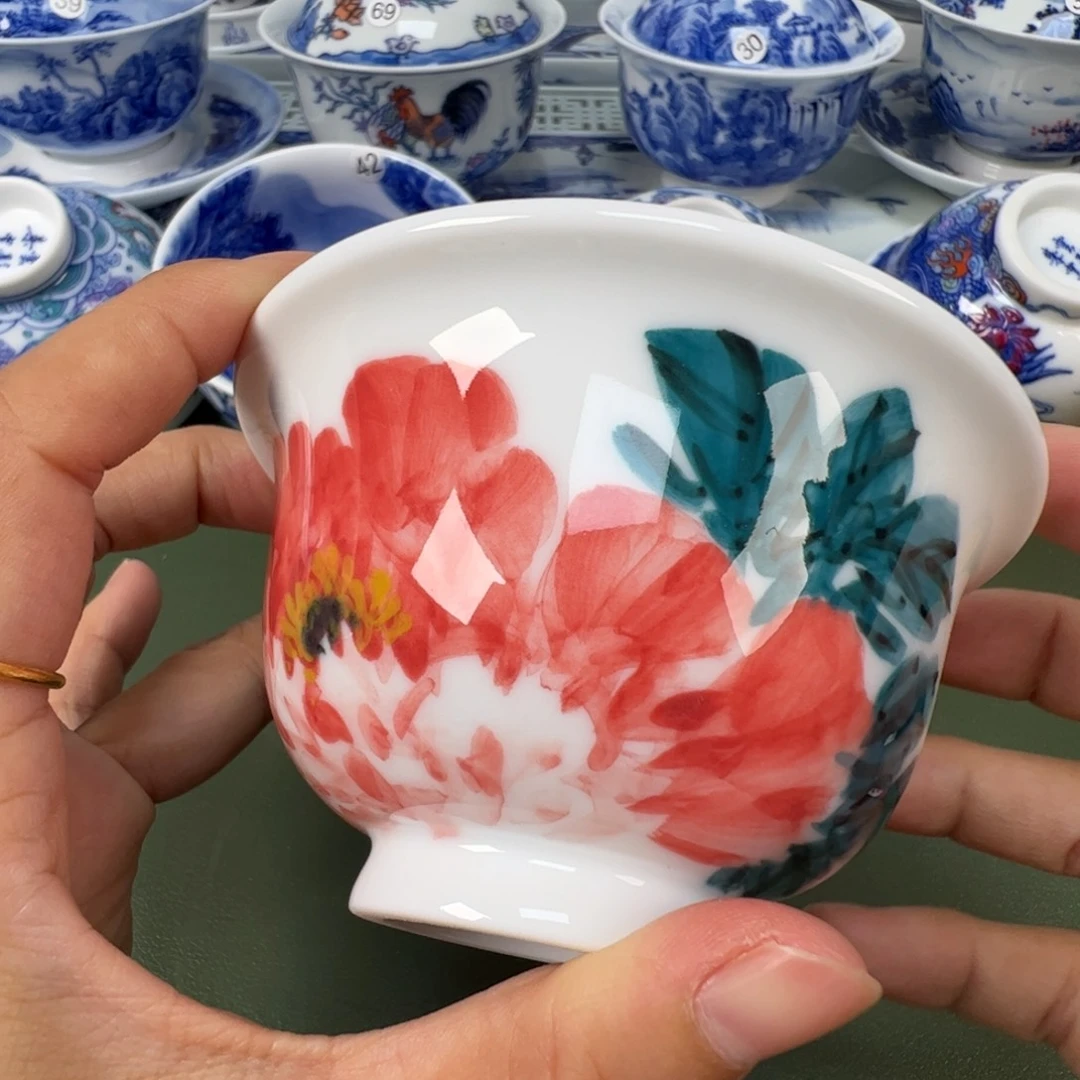 陶瓷景德镇纯手工纯手绘茶具木木41