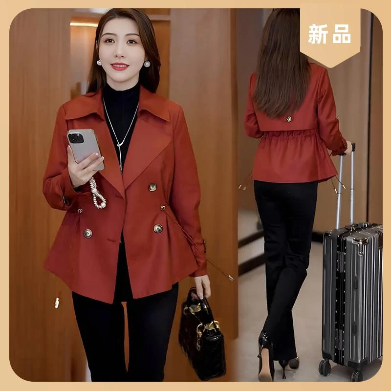 时尚短款风衣外套女春秋新款洋气宽松收腰显瘦双排扣百搭休闲上衣