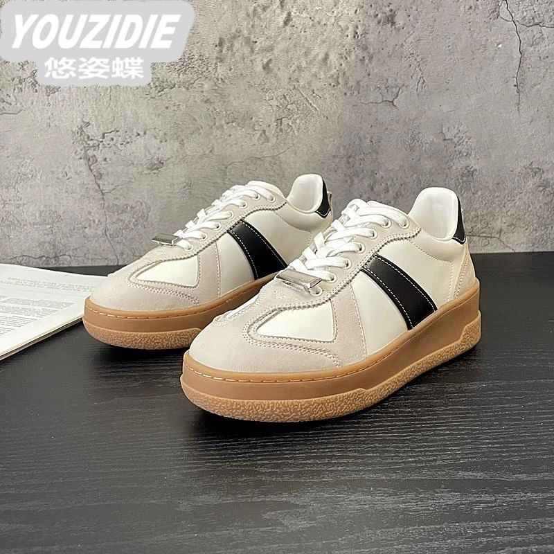 豆豆同款轻奢厚底德训鞋女时尚阿甘鞋2025爆款休闲运动鞋增高板鞋