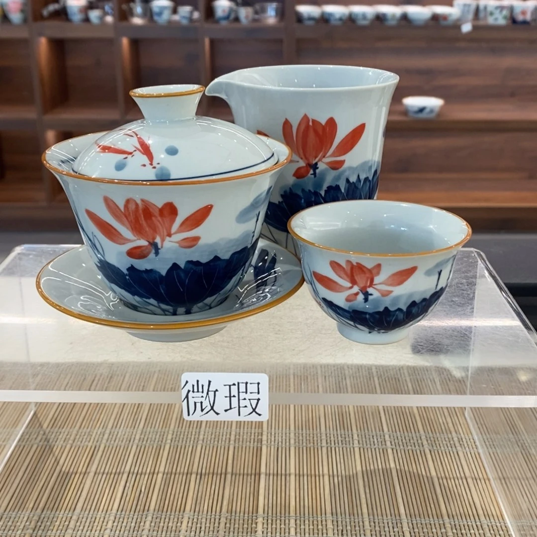 釉下彩老陶泥手工绘制
