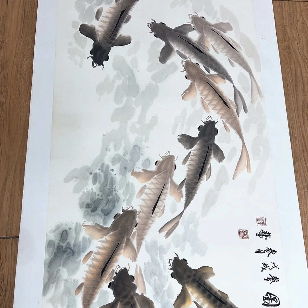 国画知鱼之乐纯手绘