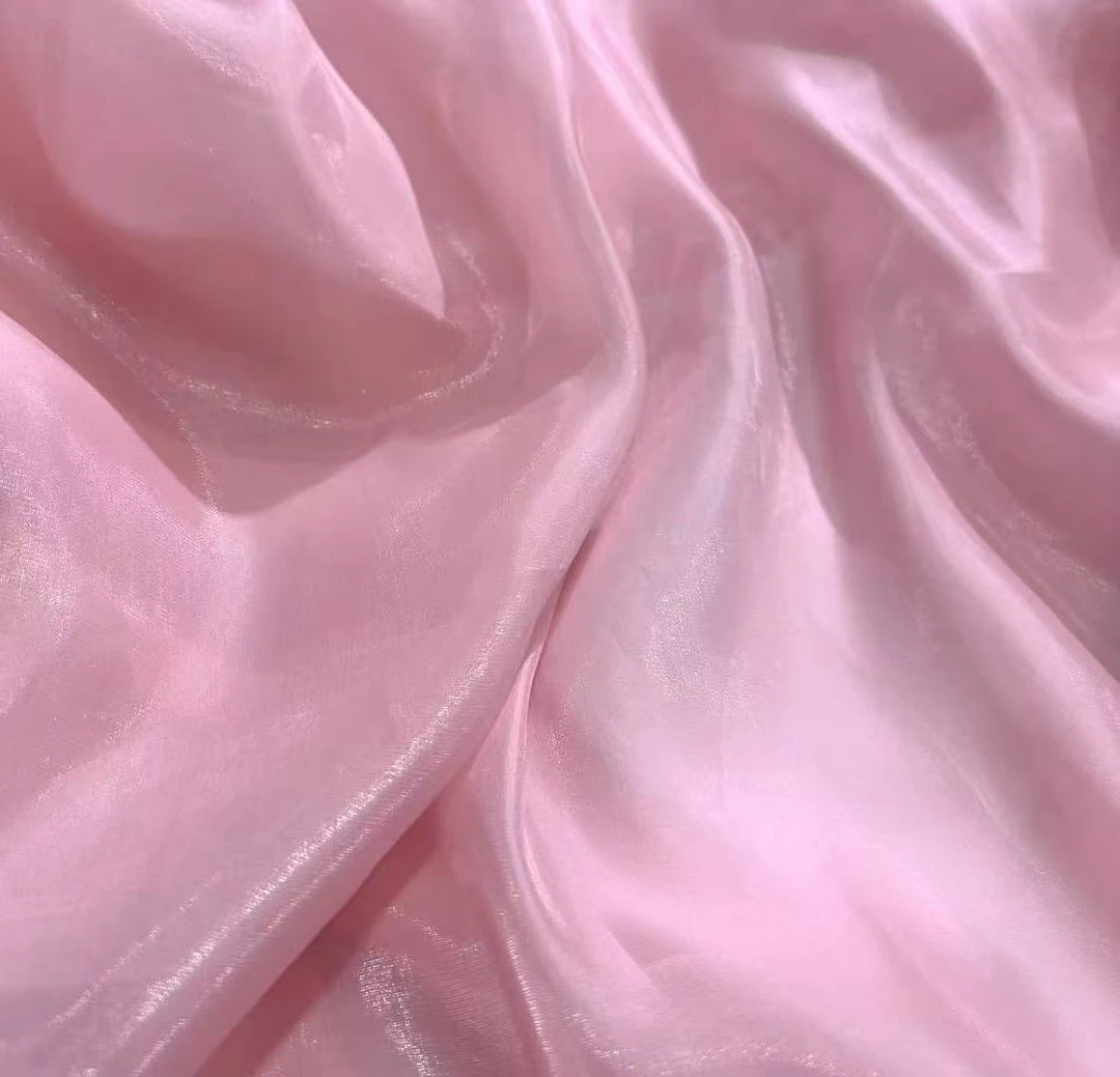 25款初恋粉色爆款珠光欧根纱面料LO裙汉服布料（裁剪后不支持退换）