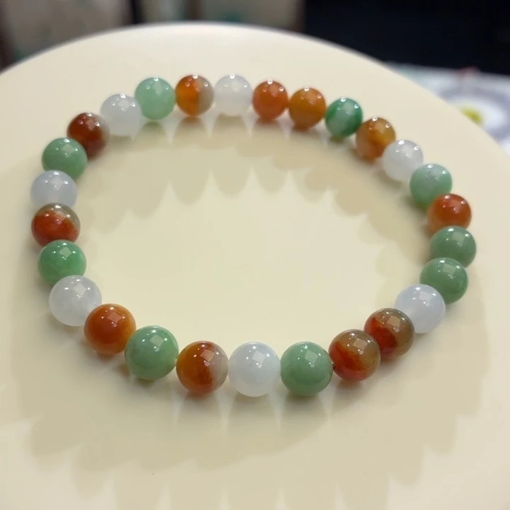 翡翠未镶嵌手链冰胶多宝卡7