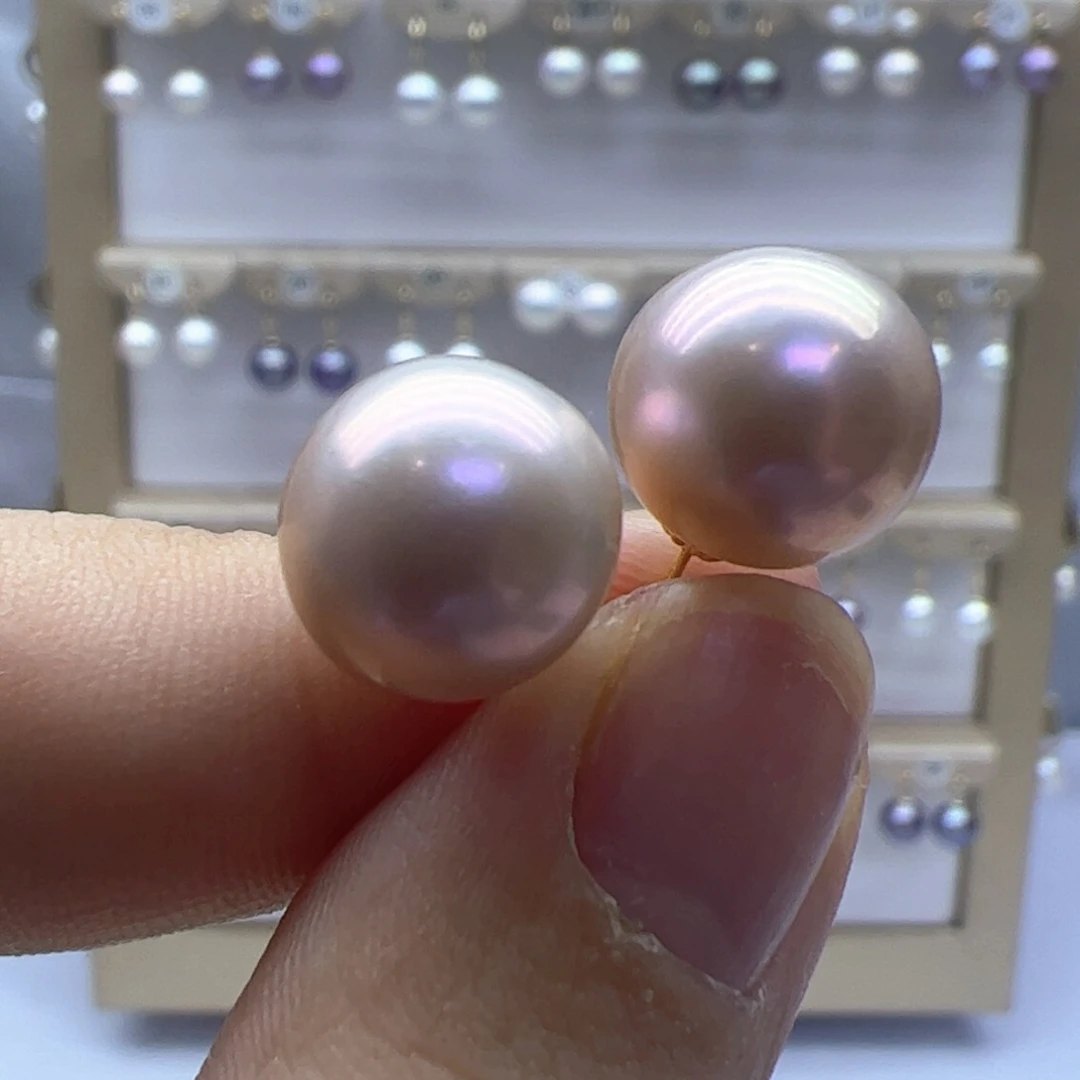 18K金镶嵌淡水珍珠耳饰