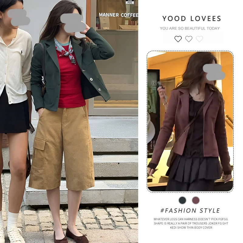 法式高级感气质百搭短款西装外套2026春秋季新款小个子显瘦外搭女