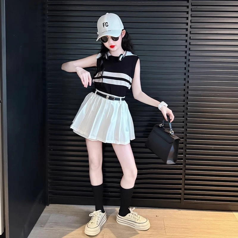 女童裙子套装夏2025新款大童韩版洋气夏季韩系穿搭儿童夏装小香风