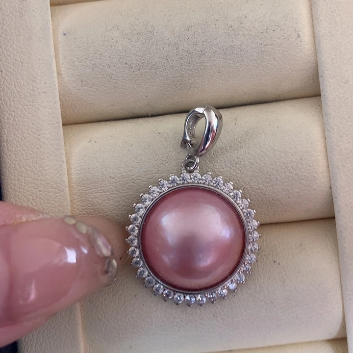 银S925镶嵌颈饰拼合珍珠（马贝珠）