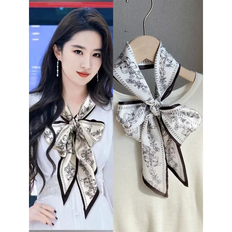 【蝴蝶结花束】N396春秋夏季时尚潮流百搭显气质丝巾围巾140*13