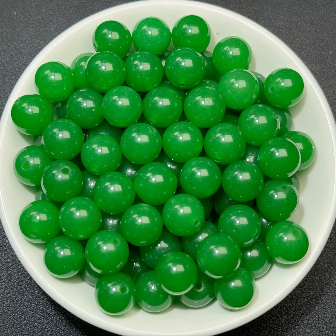 散珠天然冰阳绿12mm 20颗 随1颗（赠弹力绳）E015~