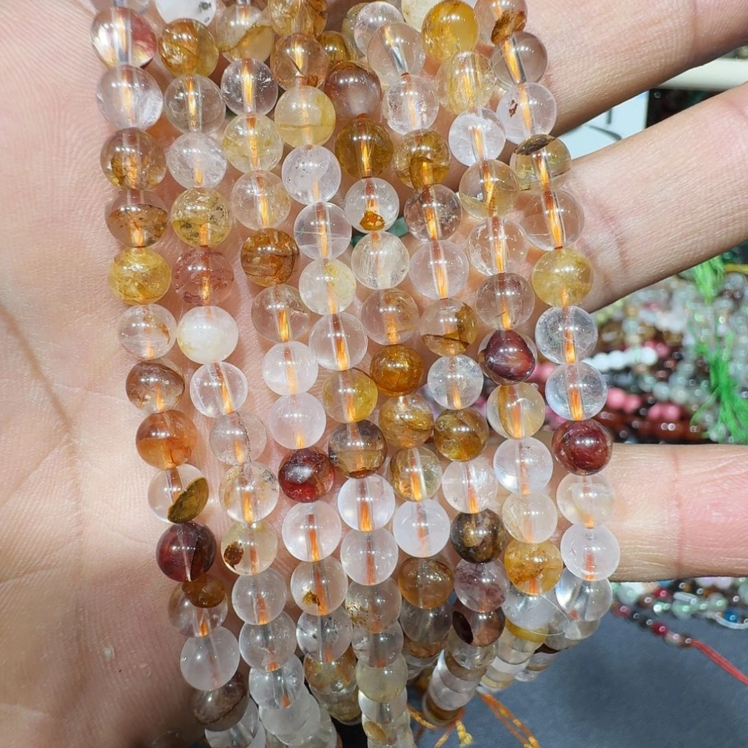 玛瑙/玉髓未镶嵌珠宝半成品黄胶花6mm一条