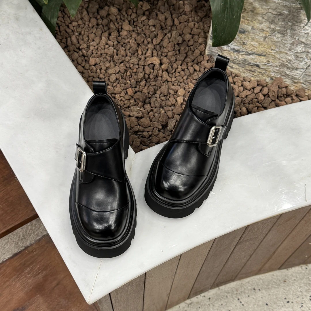 小小苏【EA013】新款时尚复古厚底英伦风圆头乐福鞋女百搭油蜡皮