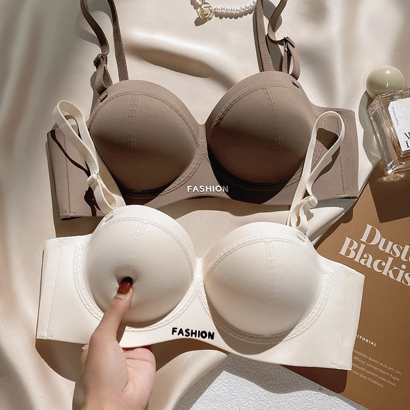 【娜姿韵】无痕内衣女小胸聚拢显大收副乳防下垂防滑无肩带平胸文胸