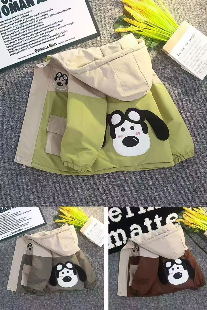 小狗秋冬儿童双穿派克棉服加绒加厚连帽外套